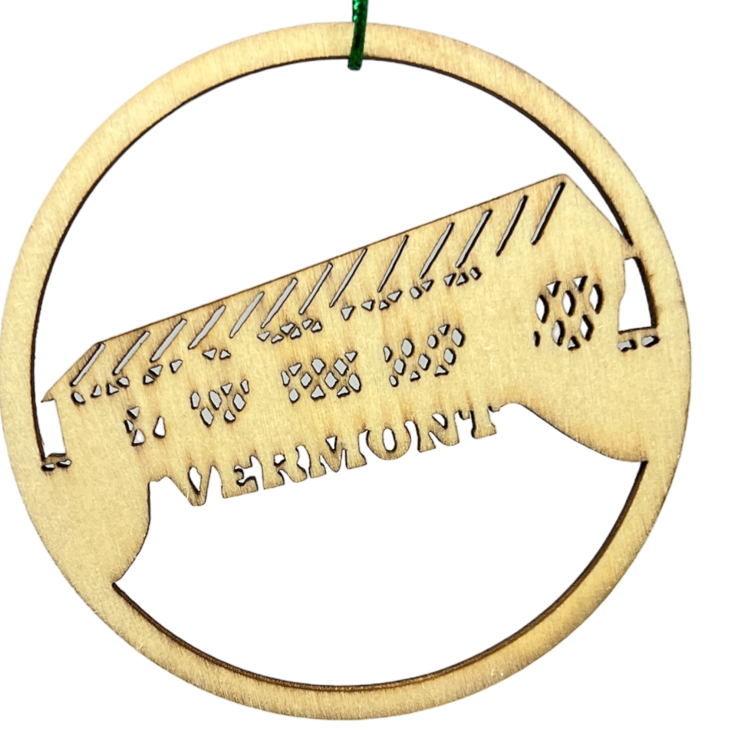 Adorno redondo de madera con forma de puente cubierto de Vermont