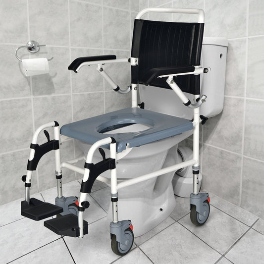 4-in-1 Bedside Commode Wheelchair with Detachable Bucket - Tampa Home & Garden Store