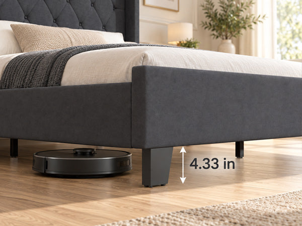 Modern Queen Platform Bed with Tufted Headboard
