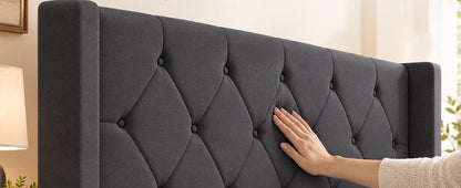 Modern Queen Platform Bed with Tufted Headboard