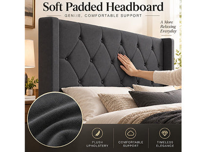 Modern Queen Platform Bed with Tufted Headboard
