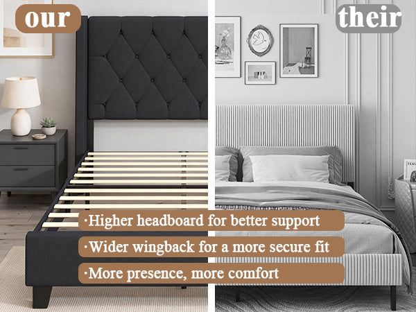 Modern Queen Platform Bed with Tufted Headboard