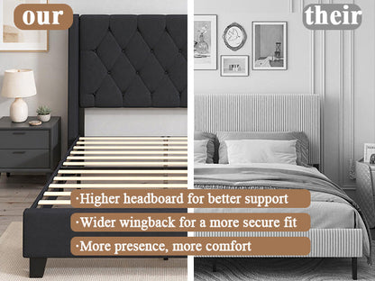 Modern Queen Platform Bed with Tufted Headboard