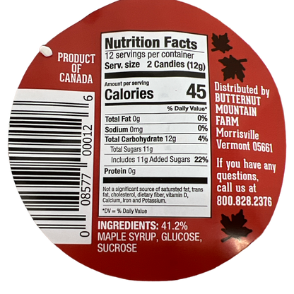 Bonbons durs à saveur d'érable - Sachet de 142 g