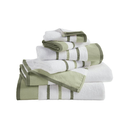 Soft Cotton Bath Towel Set and Stripe Detail