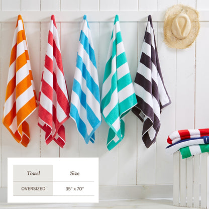 Cotton And Velour Cabana Stripe Beach Towel