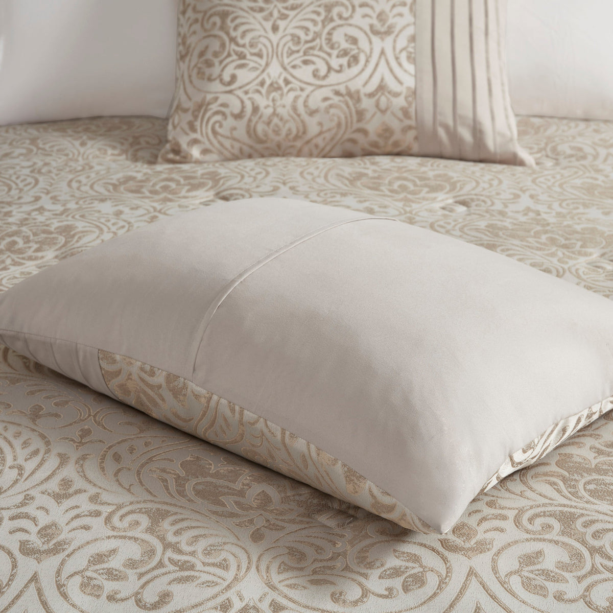 12-piece Jacquard comforter set with bed sheets in khaki Cal King by HouseOfZazla on Tampa Home & Garden Store