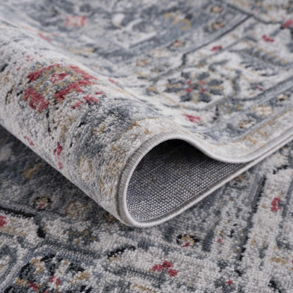 Billings Area Rug by Boutique Rugs in gray-blue with red beige accents on Tampa Home & Garden Store