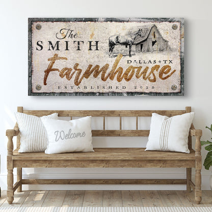Rustic Horse Farmhouse Sign III canvas by Tailored Canvases; distressed horse barn scene on Tampa Home & Garden Store
