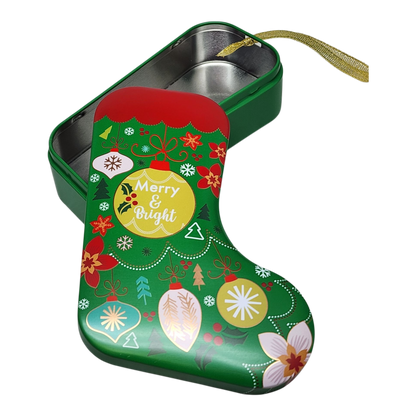 Adorno navideño de lata de galletas - Merry &amp; Bright