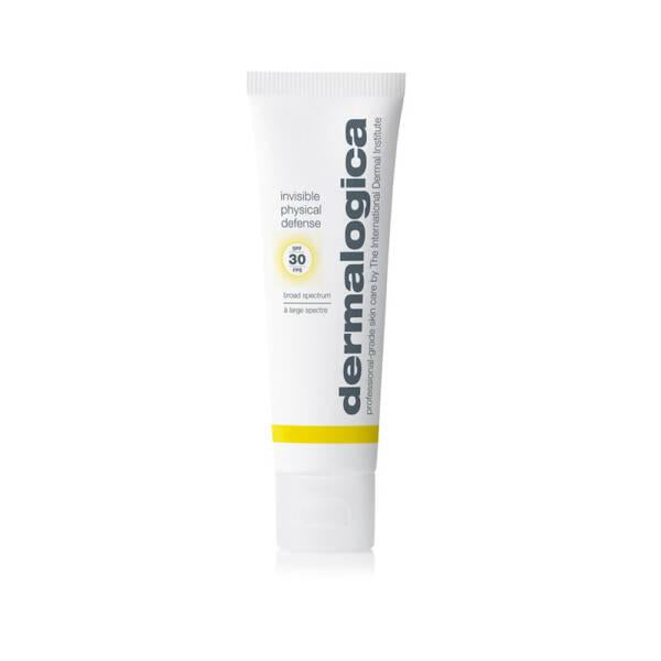 Dermalogica Invisible Physical Defense SPF30 sunscreen in white tube with yellow band on Tampa Home & Garden Store