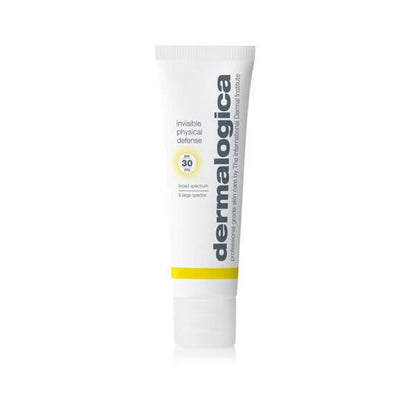 Dermalogica Invisible Physical Defense SPF30 sunscreen in white tube with yellow band on Tampa Home & Garden Store
