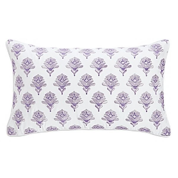 Sky Misty Eucalyptus decorative pillow 14x24 Vanessa Jane purple pattern on white background on Tampa Home & Garden Store