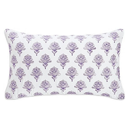 Sky Misty Eucalyptus decorative pillow 14x24 Vanessa Jane purple pattern on white background on Tampa Home & Garden Store