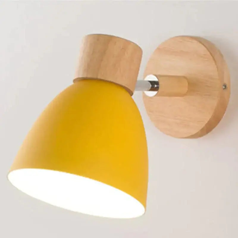 Yellow wood wall lamp sconce by Decorbites with round wooden mount on Tampa Home & Garden Store