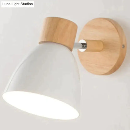 Yellow Wood Wall Lamp wall sconce with natural wood backplate and white shade Decorbites on Tampa Home & Garden Store