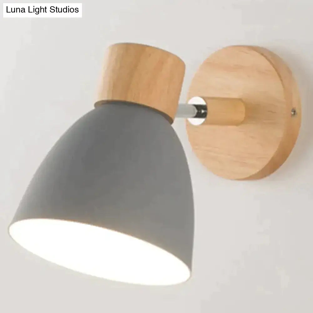 Yellow wood wall lamp with gray cone shade and natural wood backplate Decorbites on Tampa Home & Garden Store