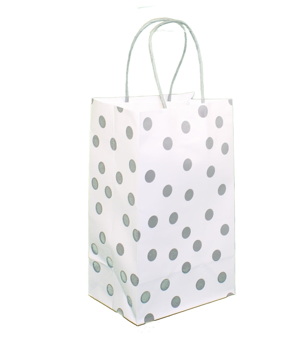 Ensemble de 8 sacs cadeaux Junior Cub blancs avec détails argentés métallisés en kraft
