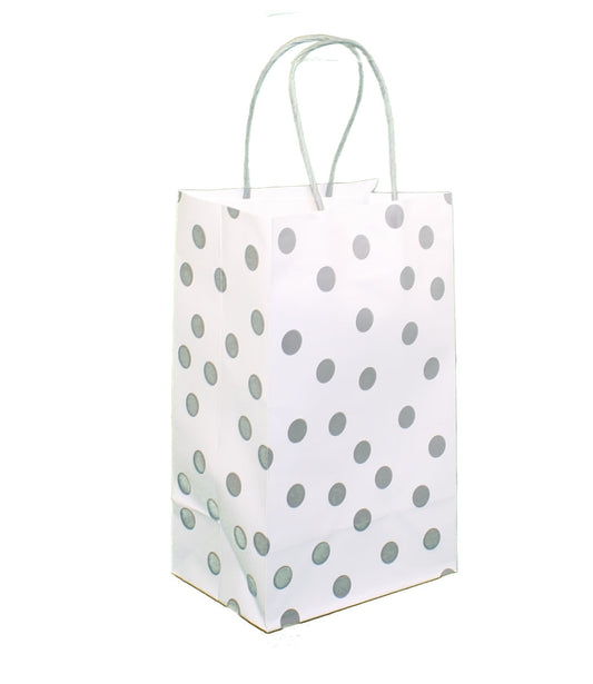 Junior Cub White With Metallic Silver Kraft Gift Bag Set of 8 - Tampa Home & Garden Store