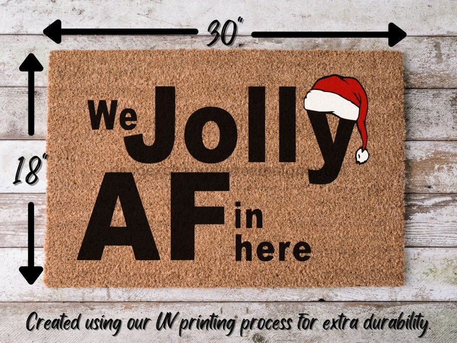 Jolly AF, Funny Christmas Door Mat | Funny Christmas Doormat | Christmas Holiday Gift | Welcome Mat | Doormat | Winter Decor - Tampa soil911.com