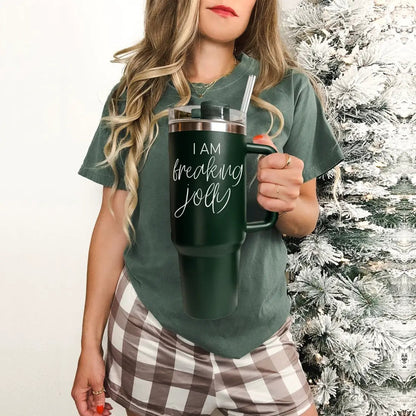 Freaking Jolly 40oz Tumbler with Handle and Straw