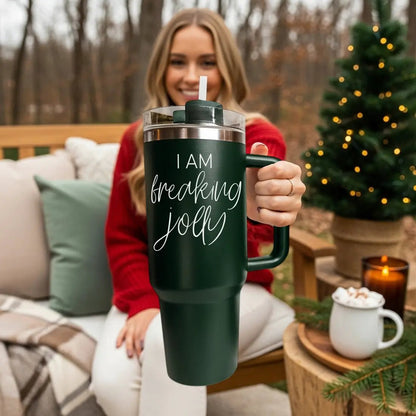 Freaking Jolly 40oz Tumbler with Handle and Straw