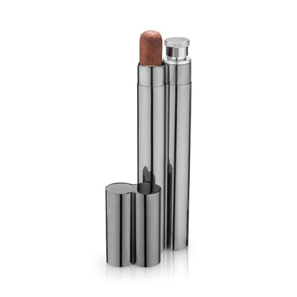Stainless Steel Cigar Holder and Flask Case