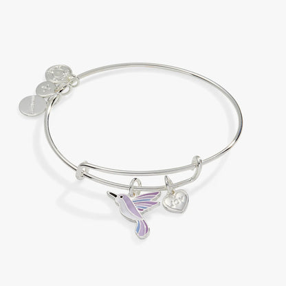 Joy Hummingbird Duo Charm Bangle by Alex and Ani, silver-tone hummingbird charm on Tampa Home & Garden Store