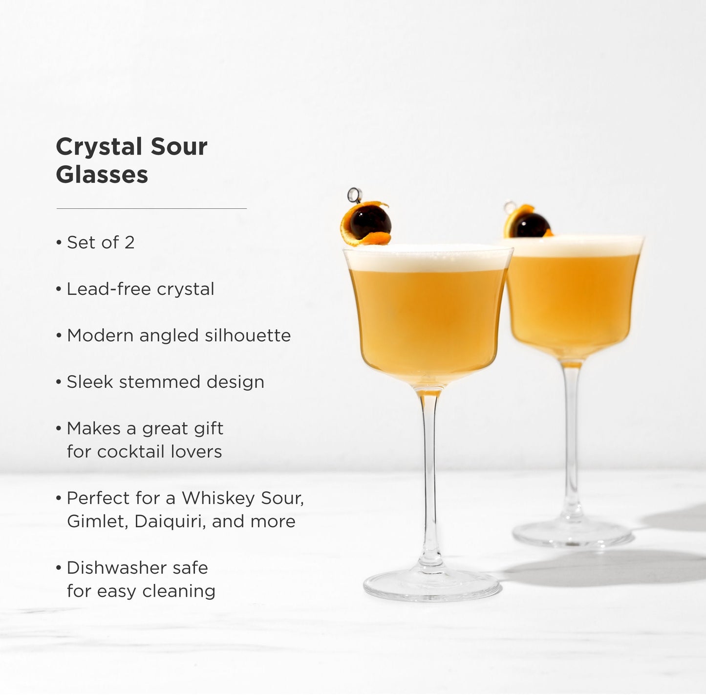 Raye Angled Crystal Whiskey Sour Glasses Set