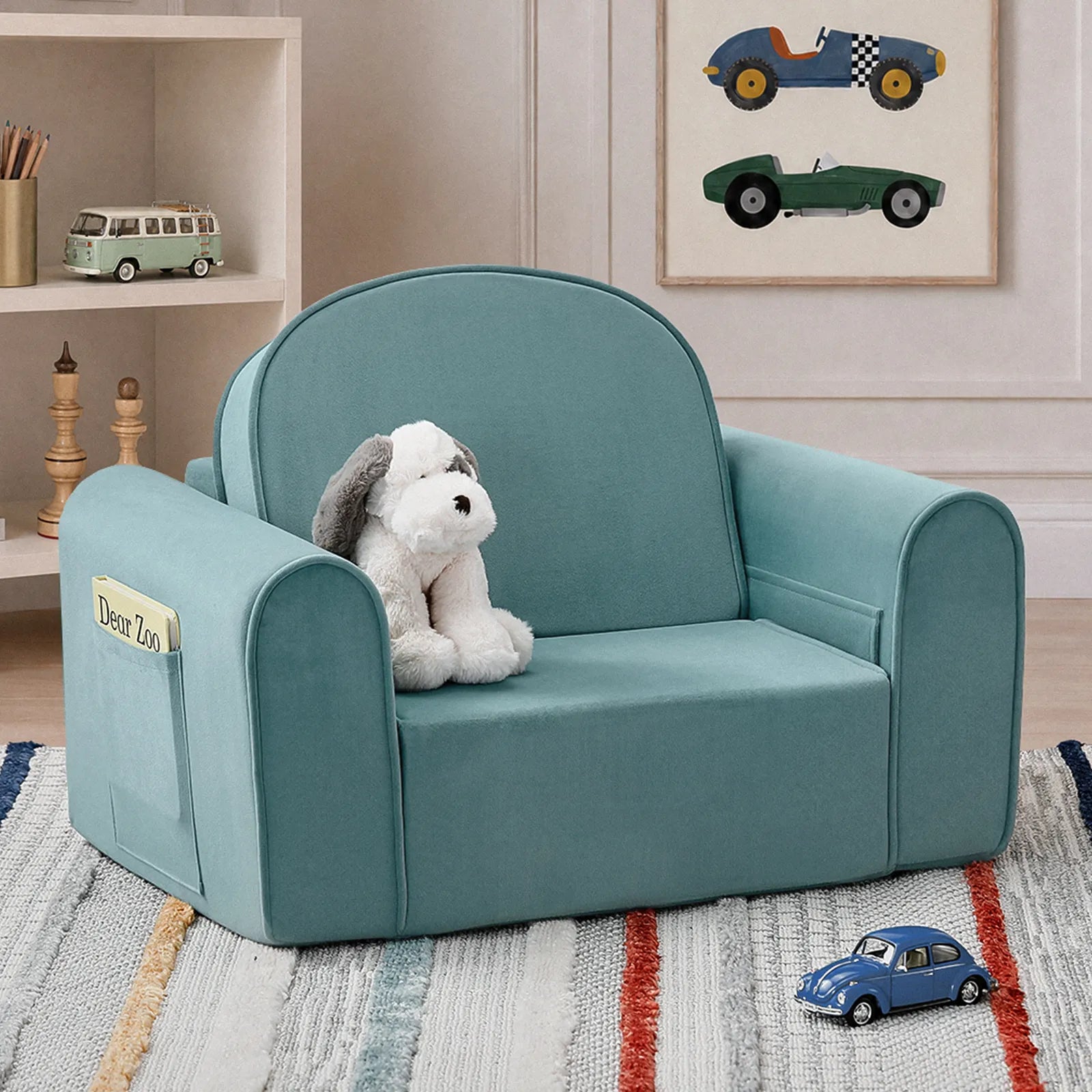 Tiny Land GentleSnug Kids Sofa Chair teal upholstered play chair with rounded arms on Tampa Home & Garden Store