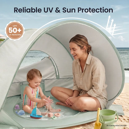 Tiny Land 3-in-1 Baby Beach Tent gray-green beach tent from Tiny Land INC sand toy set on Tampa Home & Garden Store