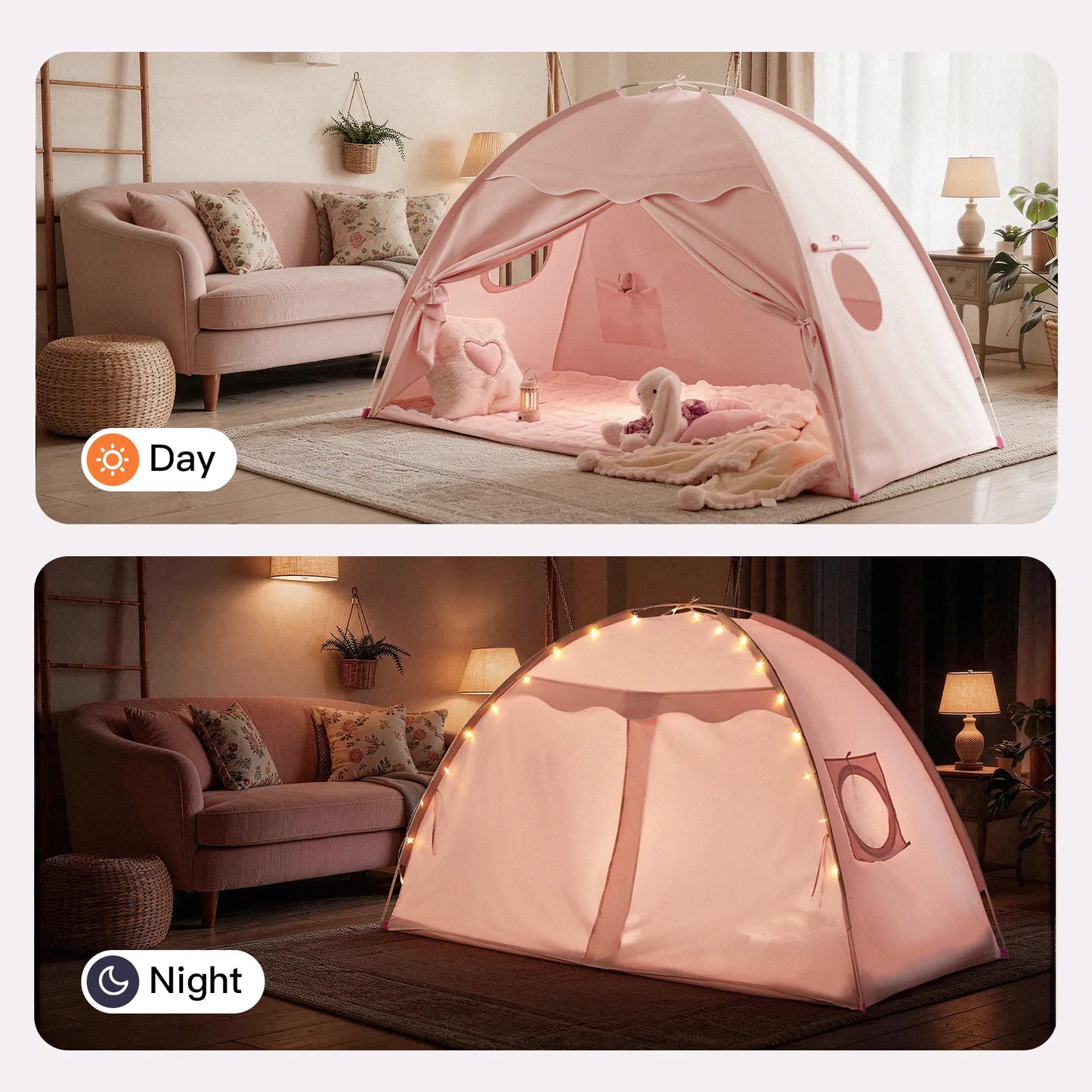 Tiny Land Versatile Kids Bed Tent & Play Tent pink fabric play tent by Tiny Land INC on Tampa Home & Garden Store