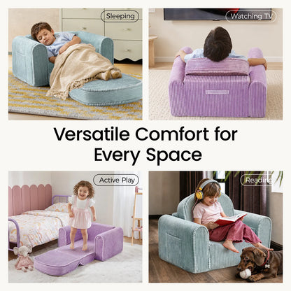 Tiny Land GentleSnug Corduroy Kid Chair blue and lavender pair, kids seating by Tiny Land INC on Tampa Home & Garden Store