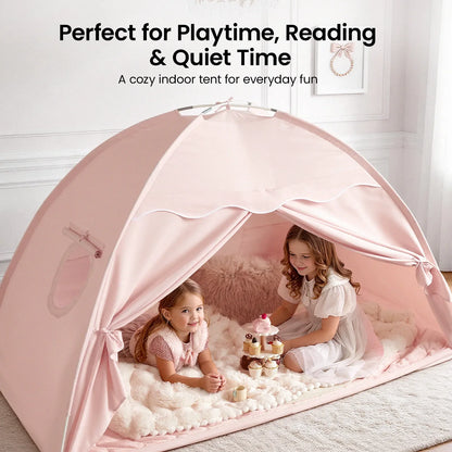 Tiny Land Versatile Kids Bed Tent & Play Tent, pink indoor play tent for two kids on Tampa Home & Garden Store