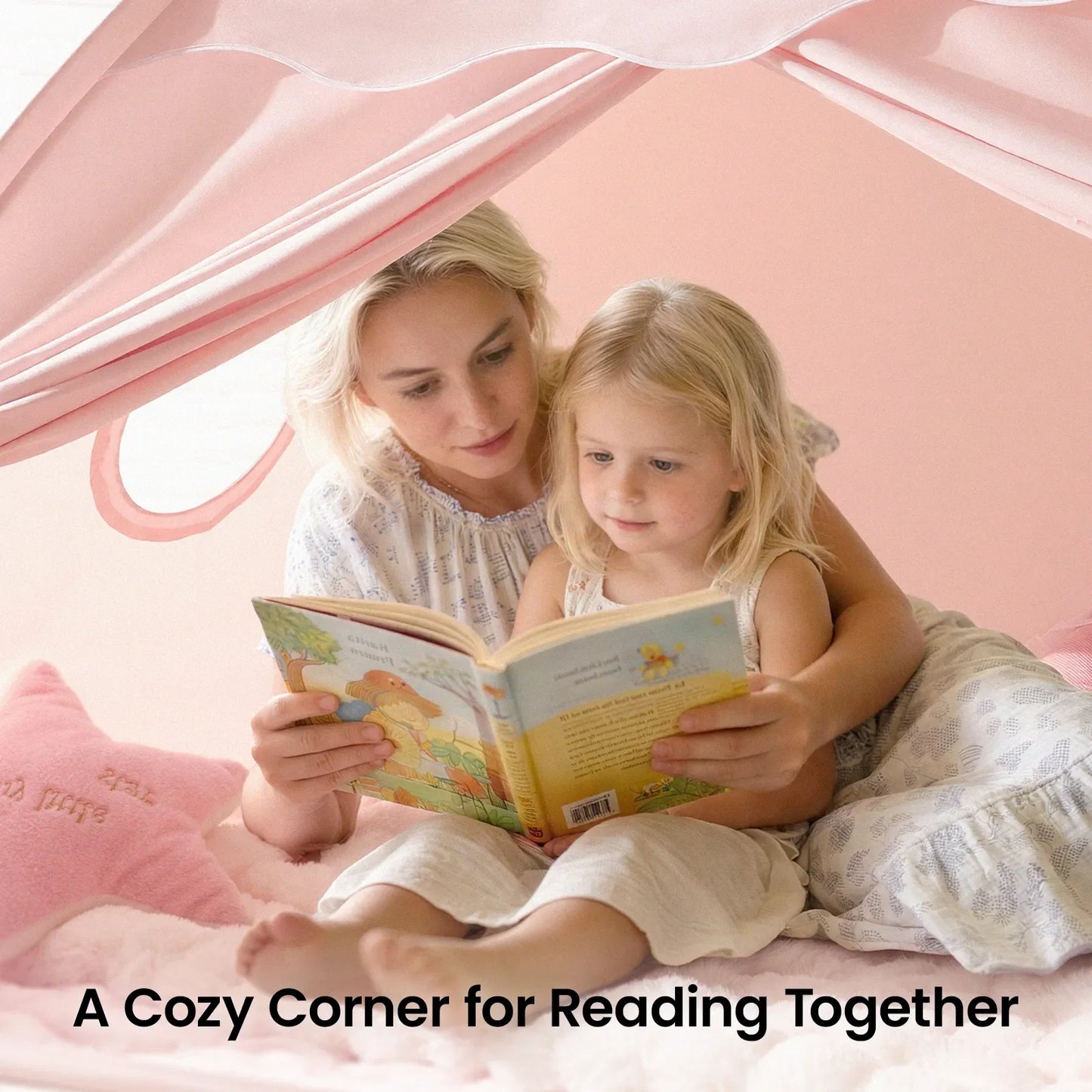 Tiny Land INC Versatile Kids Bed Tent Play Tent in soft pink cozy reading nook for mom and child on Tampa Home & Garden Store