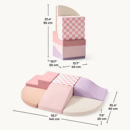 Tiny Land INC PlayNest Climbing Blocks Violet pastel foam blocks with checkerboard top on Tampa Home & Garden Store