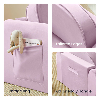 Tiny Land GentleSnug Kids Sofa Chair in lavender with storage pocket and plush toy on Tampa Home & Garden Store