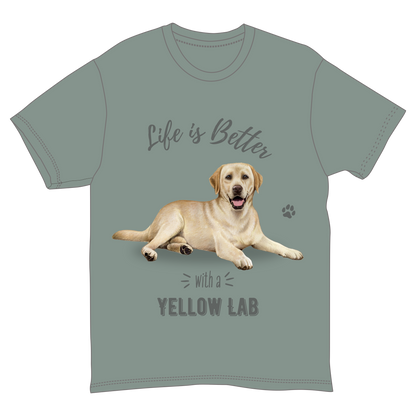 La vie est meilleure avec un t-shirt Labrador jaune !