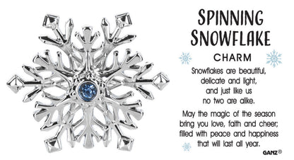 Spinning Snowflake Pocket Charm with Blue Gem, silver-tone pendant Country Christmas Loft on Tampa Home & Garden Store