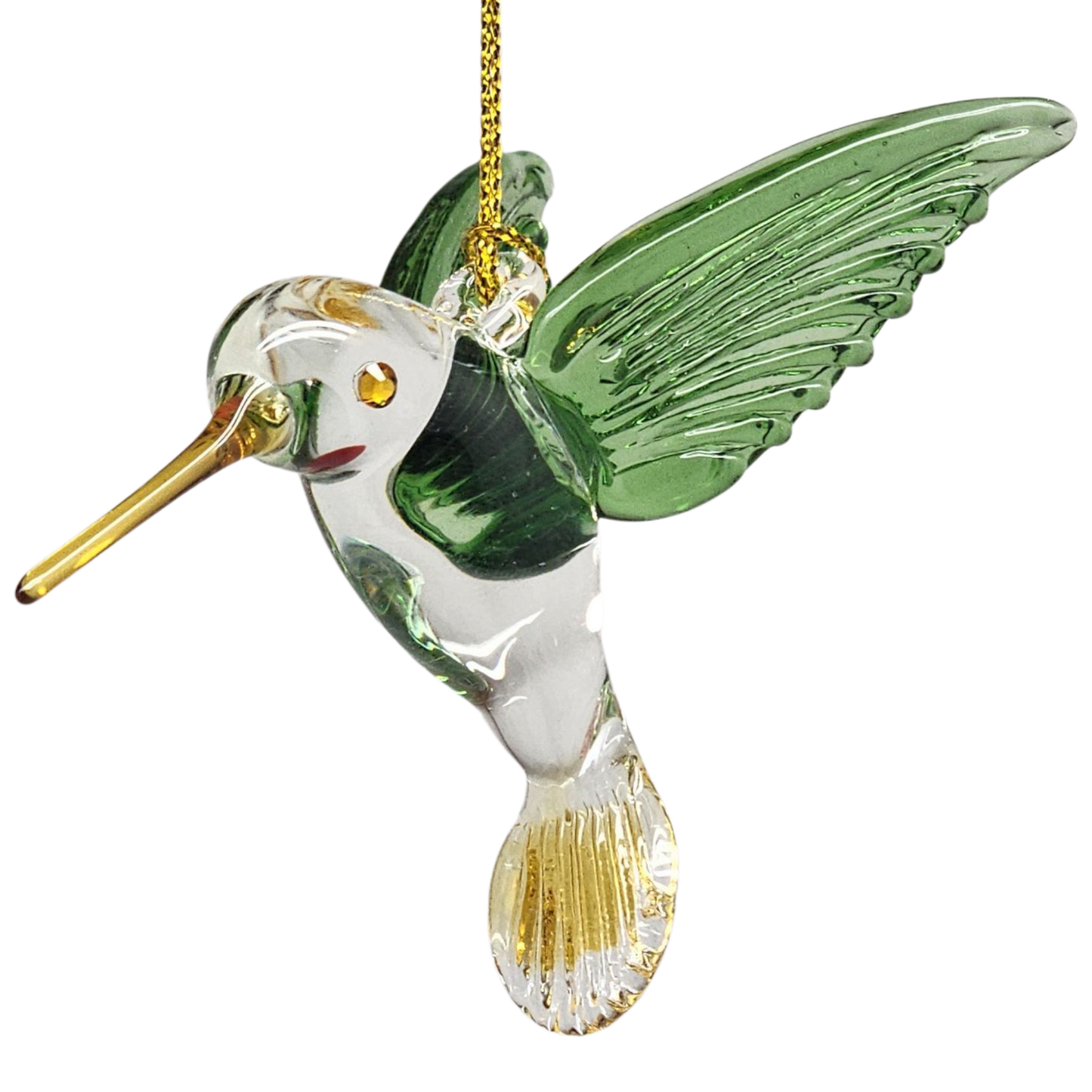 Adorno de colibrí de cristal egipcio - Verde con pico amarillo