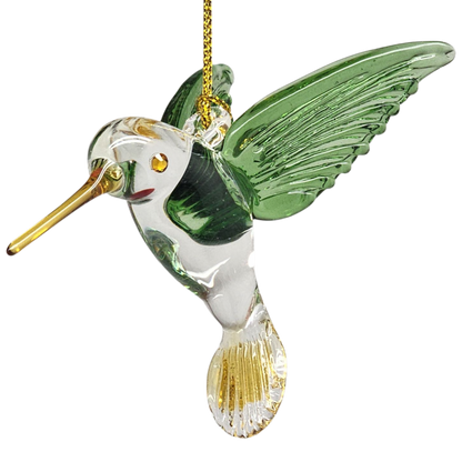 Adorno de colibrí de cristal egipcio - Verde con pico amarillo