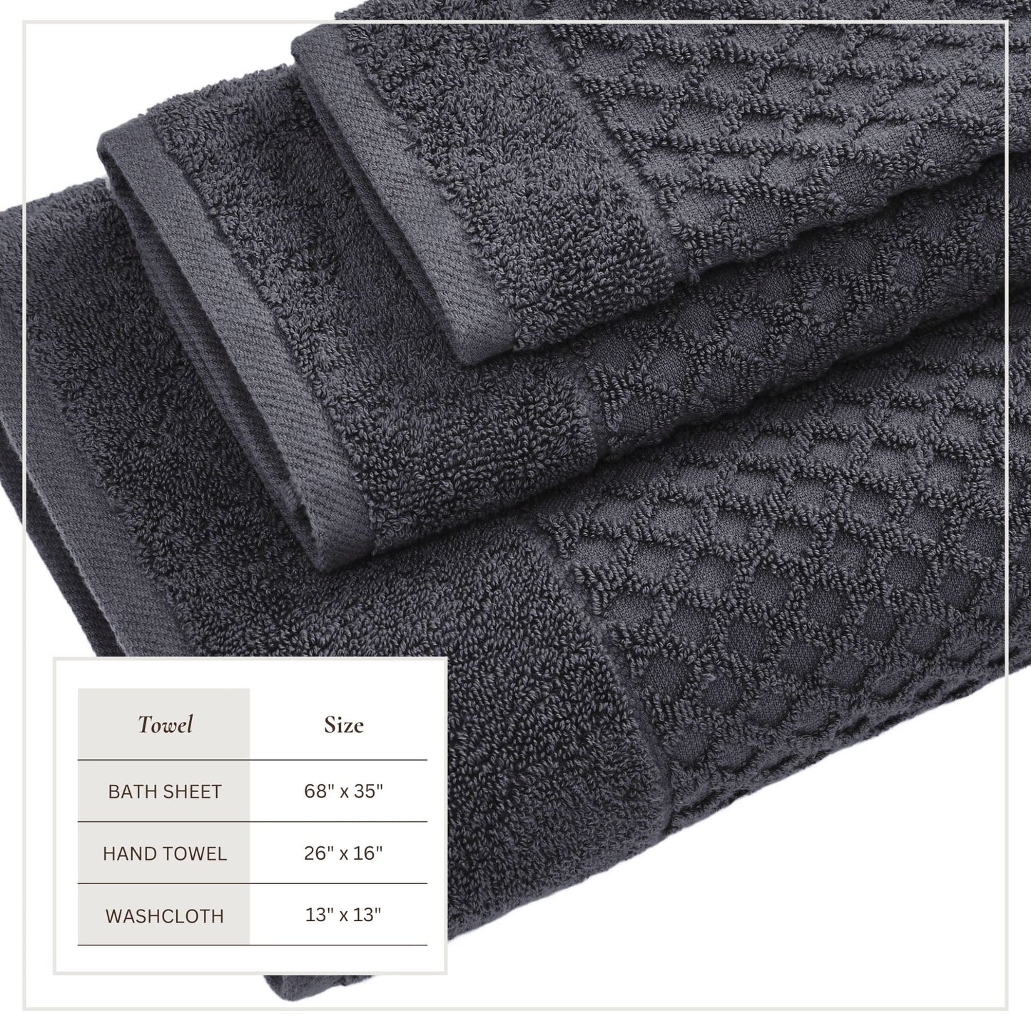 Cotton Diamond Waffle Weave Bath Towel Set