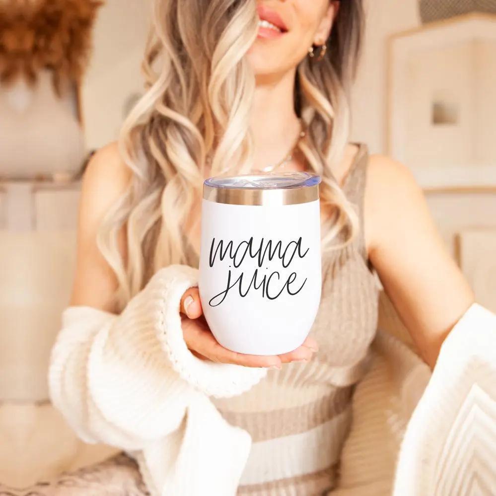 Mama Juice Stainless Steel Wine Tumbler With Lid