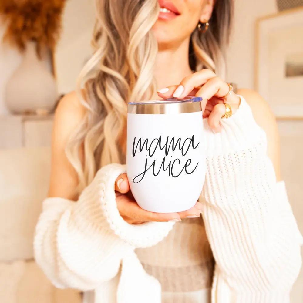Mama Juice Stainless Steel Wine Tumbler With Lid