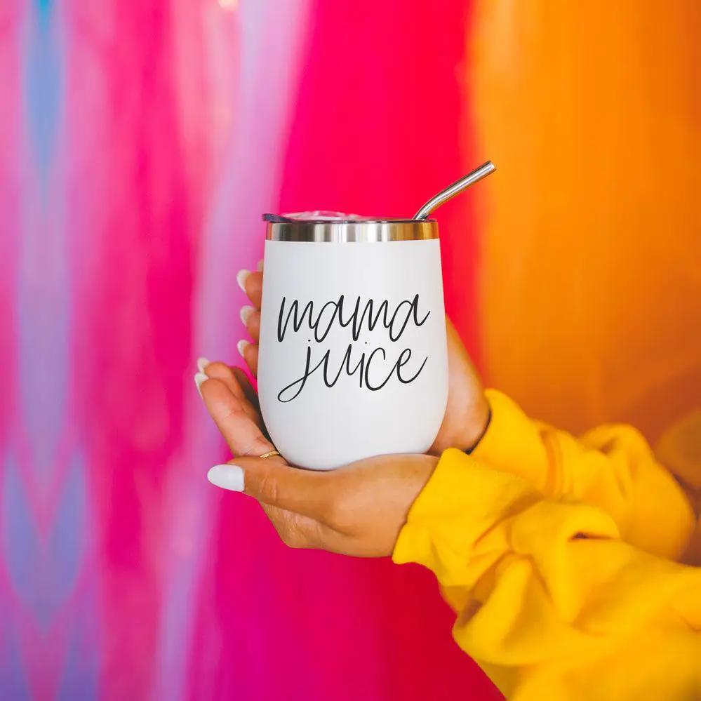 Mama Juice Stainless Steel Wine Tumbler With Lid