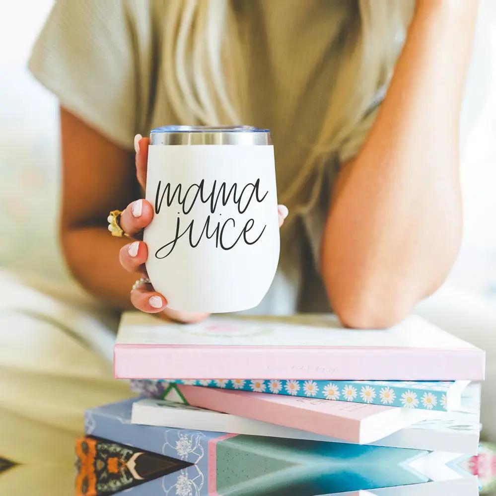 Mama Juice Stainless Steel Wine Tumbler With Lid