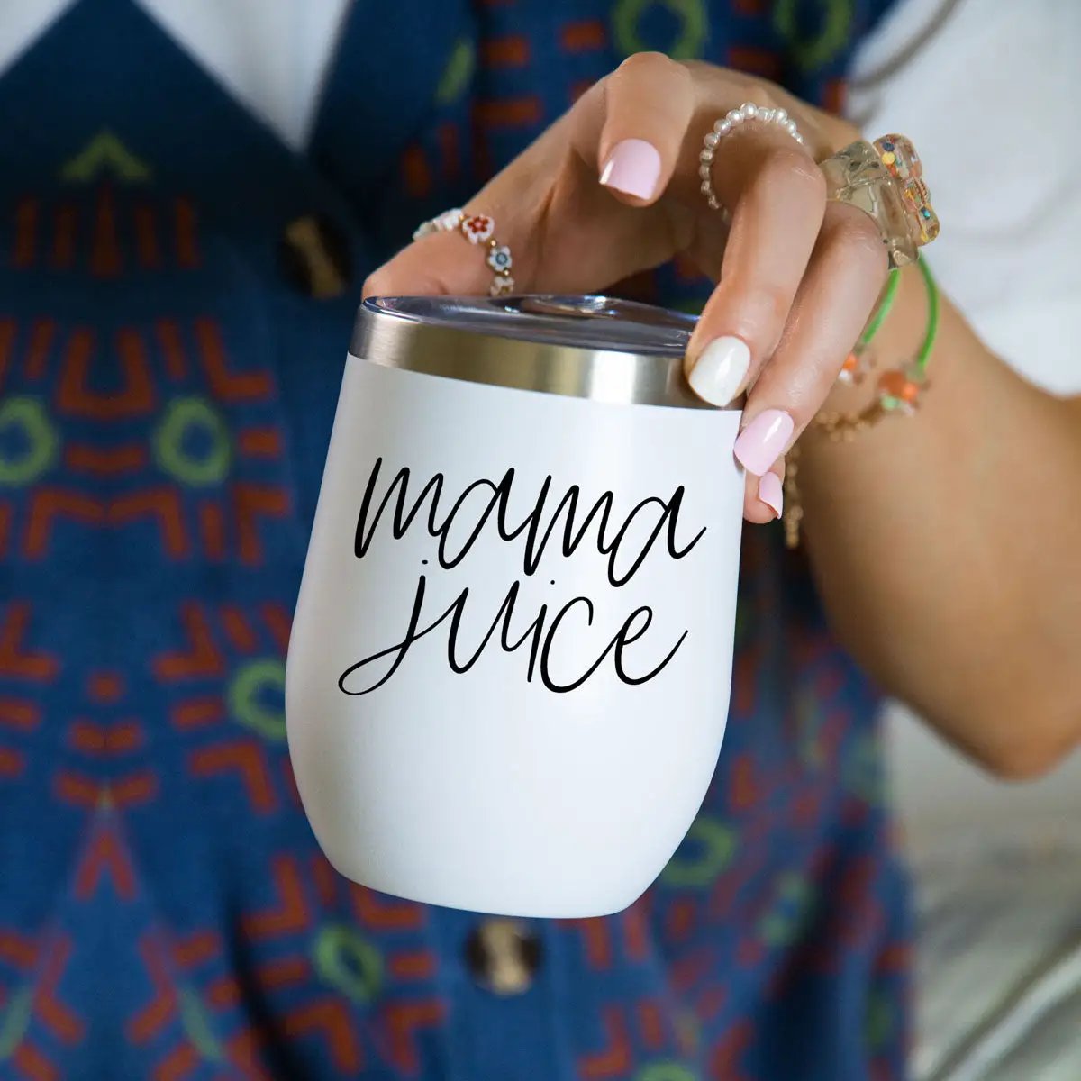 Mama Juice Stainless Steel Wine Tumbler With Lid