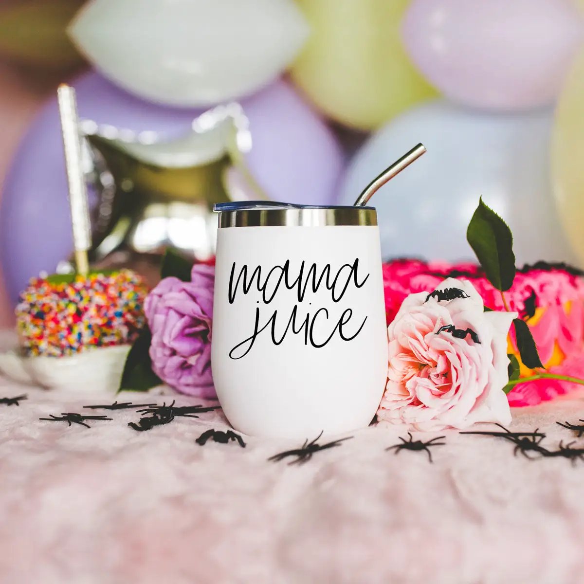 Mama Juice Stainless Steel Wine Tumbler With Lid