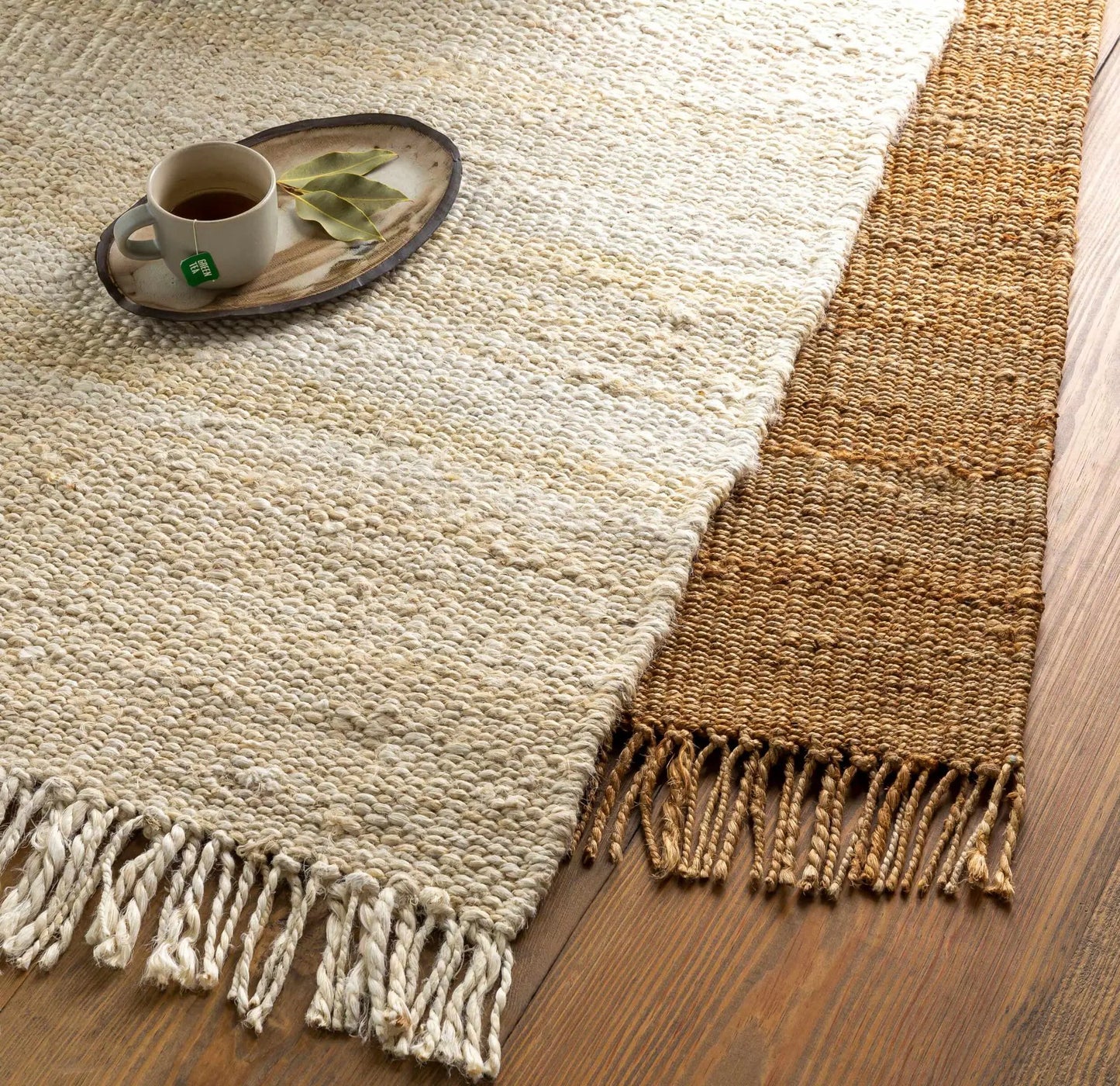 Oaks Perfect Flatweave Jute Rug set of 2 by Boutique Rugs in natural beige and tan on Tampa Home & Garden Store
