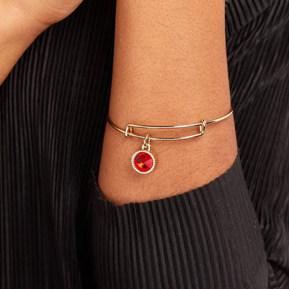 Radiant July Birthstone Charm Bangle Ruby